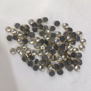 Premium 5x5mm Round White Kundan Stones – Bold Gol Flatback Glass Crystals for DIY Jewelry Making, Bridal Aari Embroidery, Kurti Necklines & Tanjore Art