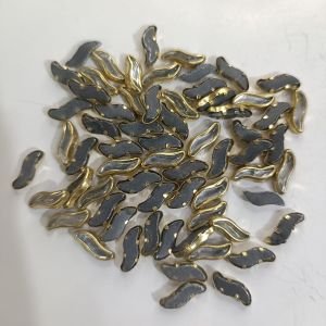 Premium 3x10mm White S-Shape Kundan Stones – Wave Curve Leheriya Crystals with Gold Metal Frames for DIY Jewelry Making, Bridal Zardozi Embroidery, Kurti Borders & Bangles