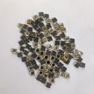 Square White Kundan Stones – Standard Chors Framed Glass Crystals with Gold Metal Bases