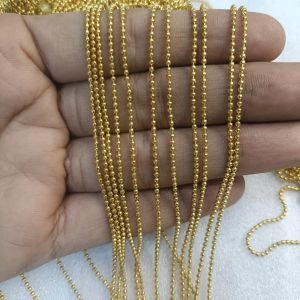 Gold Plated Metal Ball Chain for Jewelry Making – Shiny Golden Bead Chain Wire for DIY Silk Thread Jewelry, Bangles, Necklaces, Keychains & Craft Findings