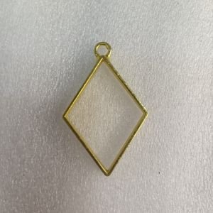 Rhombus Diamond Shape Gold Open Bezel Pendant Frame Charms for UV Resin & Epoxy Jewelry Making