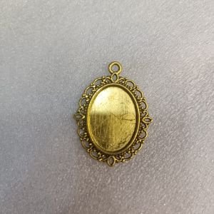 Gold Antique Oval Cameo Cabochon Pendant Trays – Vintage Filigree Bezel Base Settings for UV Resin Art