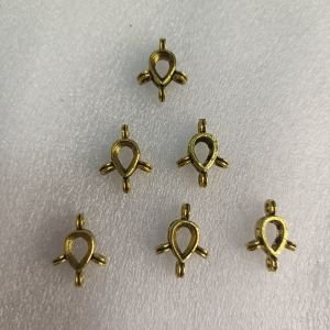 Gold Antique Teardrop Stone 4-Way Loop Connectors – Vintage Kundan Rhinestone Cross Links & Multi-Directional Bezel Charms