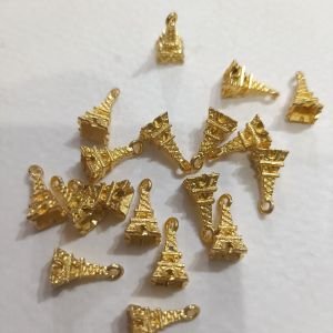 Antique Gold Mini Eiffel Tower Charms – 3D Paris Landmark Pendants with Spire Hanging Loop