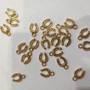 Antique Gold Mini Horseshoe Charms – Lucky Horse Shoe Pendants with Top Hanging Loop