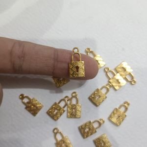 Antique Gold Mini Padlock Charms – "LOVE" Engraved Lock Pendants with Keyhole & Shackle Hanging Loop