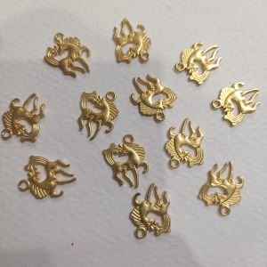 Antique Gold Mini Unicorn / Pegasus Charms – Mythical Prancing Horse Pendants with Top Hanging Loop