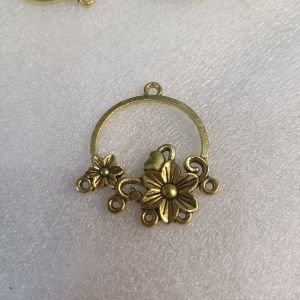 Antique Floral Wreath Chandelier Earring Connectors – Vintage Flower Open Hoop Bezel Charms with Multi-Hanging Loops