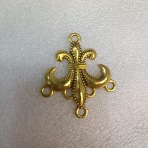 Gold Antique Fleur De Lis Chandelier Earring Connectors – Vintage French Lily Pendant Charms with Multi-Hanging Loops