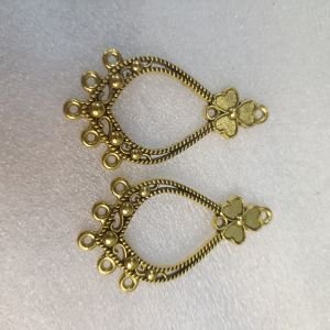Antique Teardrop Open Bezel Chandelier Earring Connectors with Clover Flower Top – Vintage Hollow Resin Frames & Multi-Loop Jhumka Bases