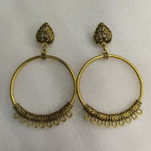 Antique Round Hoop Chandbali Earring Bases with Filigree Tops & Multi-Hanging Loops – Vintage Open Bezel Hoop Frames