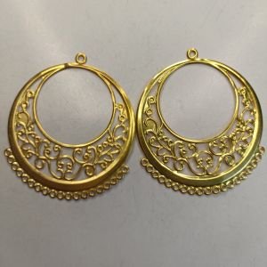 Chand Bali Earring Base Metal – Gold Plated Filigree Jali Crescent Moon Frames