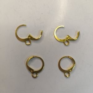 Gold Plated Round Leverback Earring Hooks with Open Loop – Hinged French Ear Wires Buckle Base