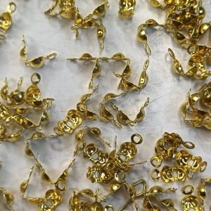Gold-Plated Clamshell Bead Tips – Professional Knot Covers & Calotte Crimp End Caps with Eyelets