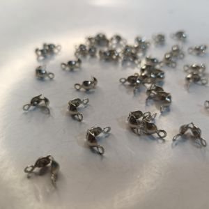 Steel Clamshell Crimp Bead Covers – Silver Calotte End Caps with Eyelets