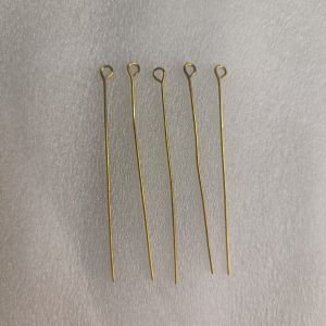 Gold Plated Long Eye Pins – Flexible Metal Open Eye Bead Needles & Link Connectors