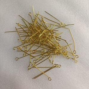 Gold Plated Small Eye Pins – Mini Metal Open Eye Bead Needles & Link Connectors